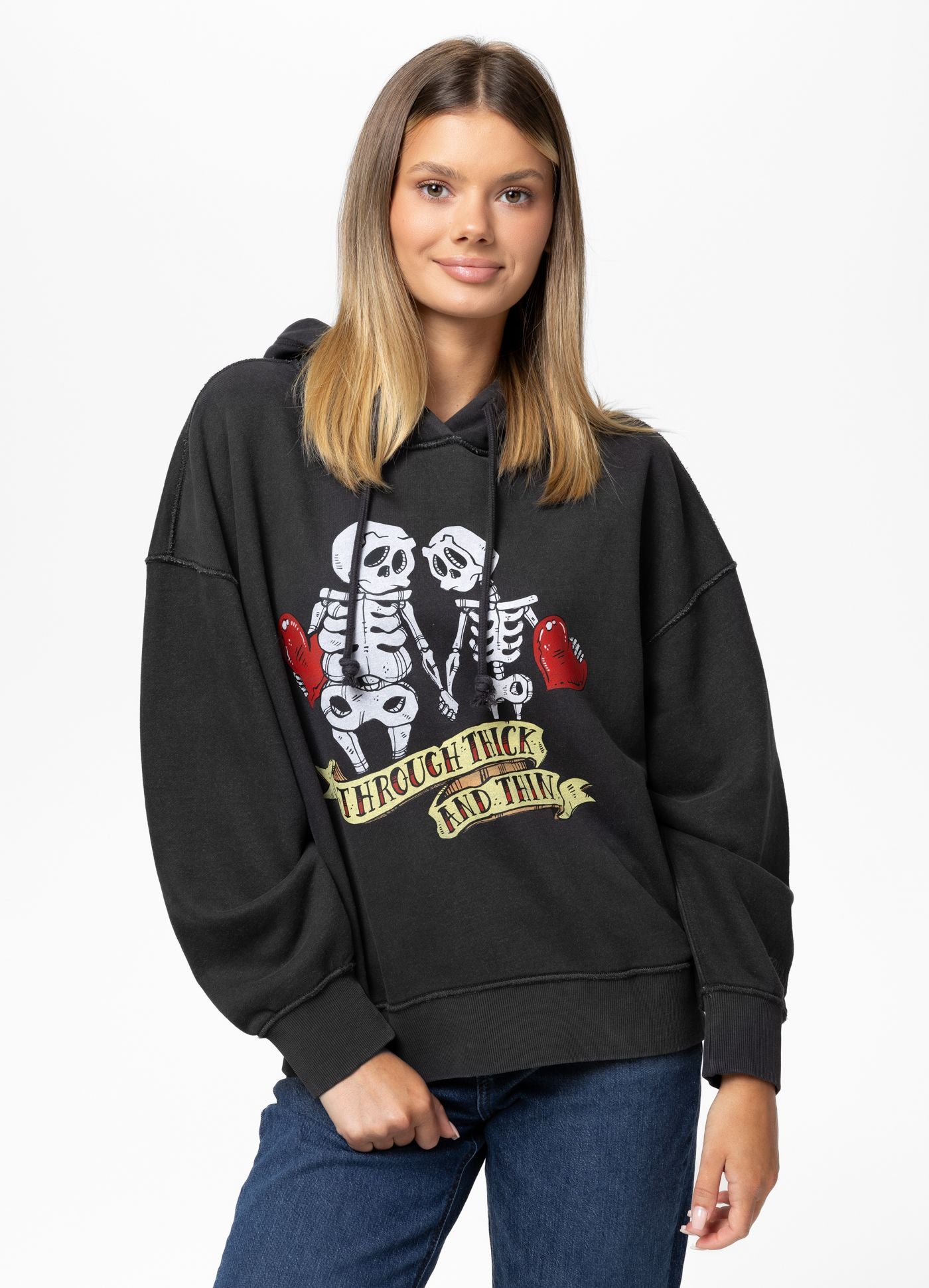 Bluza z kapturem Washed LOVIA THICK & THIN