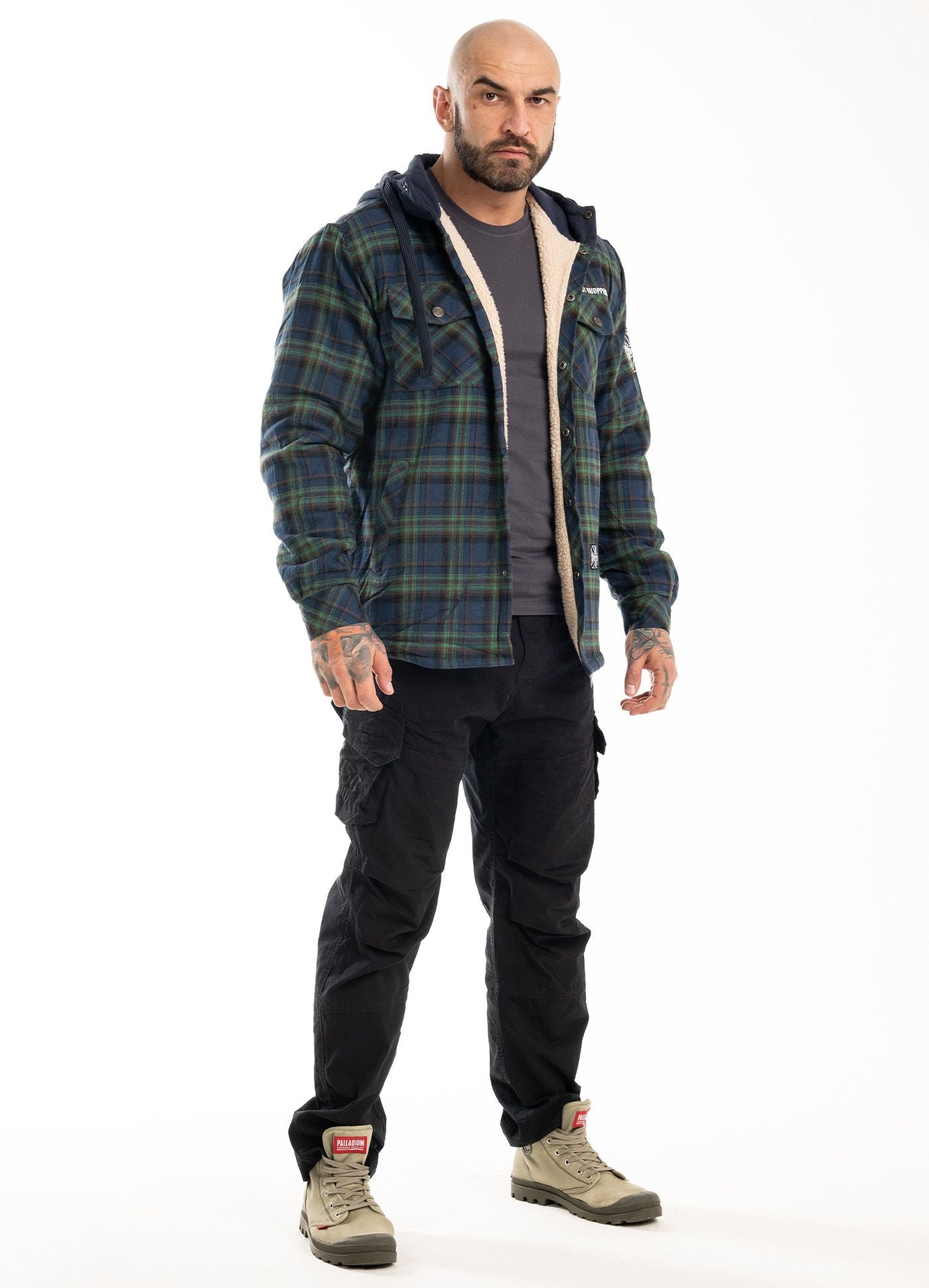 Kurtka flanelowa z kapturem Sherpa